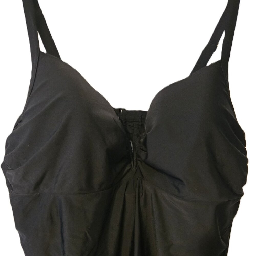 Swim by Cacique  Black rushed V Black Tankini 44D